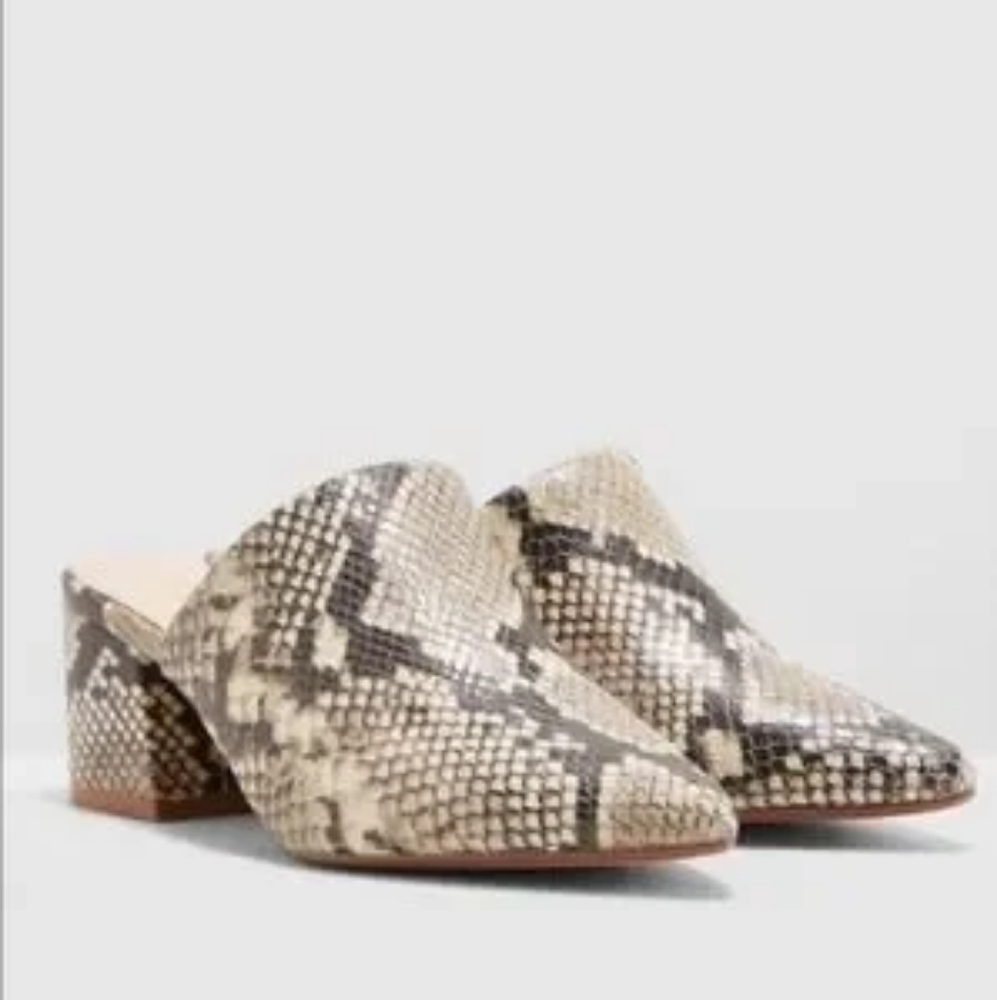 Aldo Leather Animal Print Mules